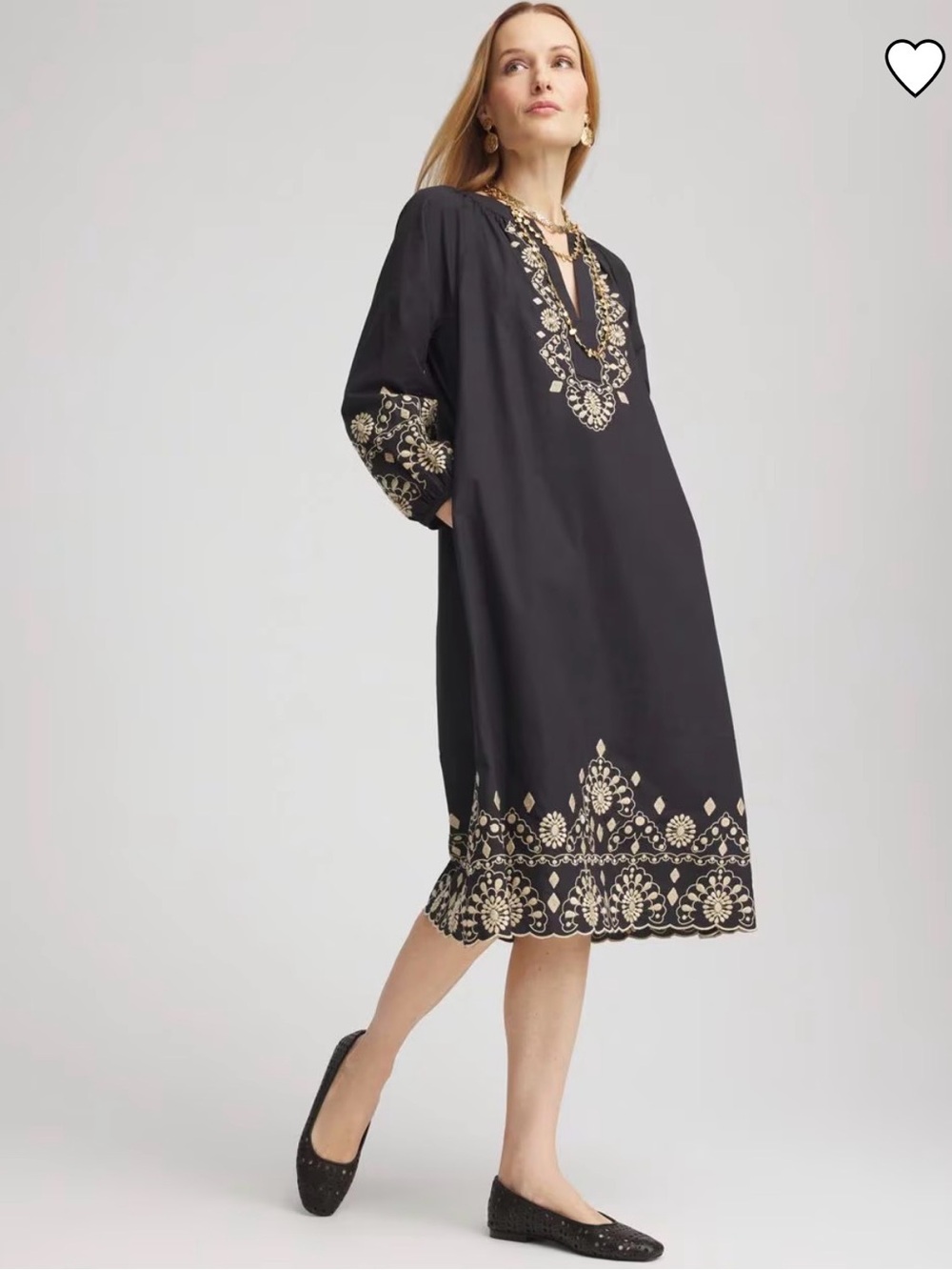 Perfect like new Chico’s scalloped hem Embroidered Dress medium - Picture 3 of 11